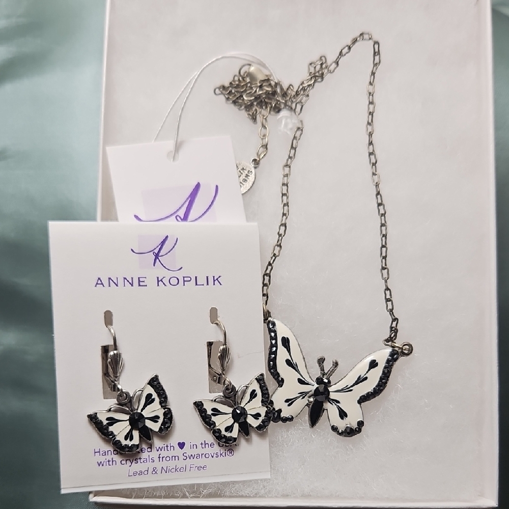 Black and White Butterfly Necklace